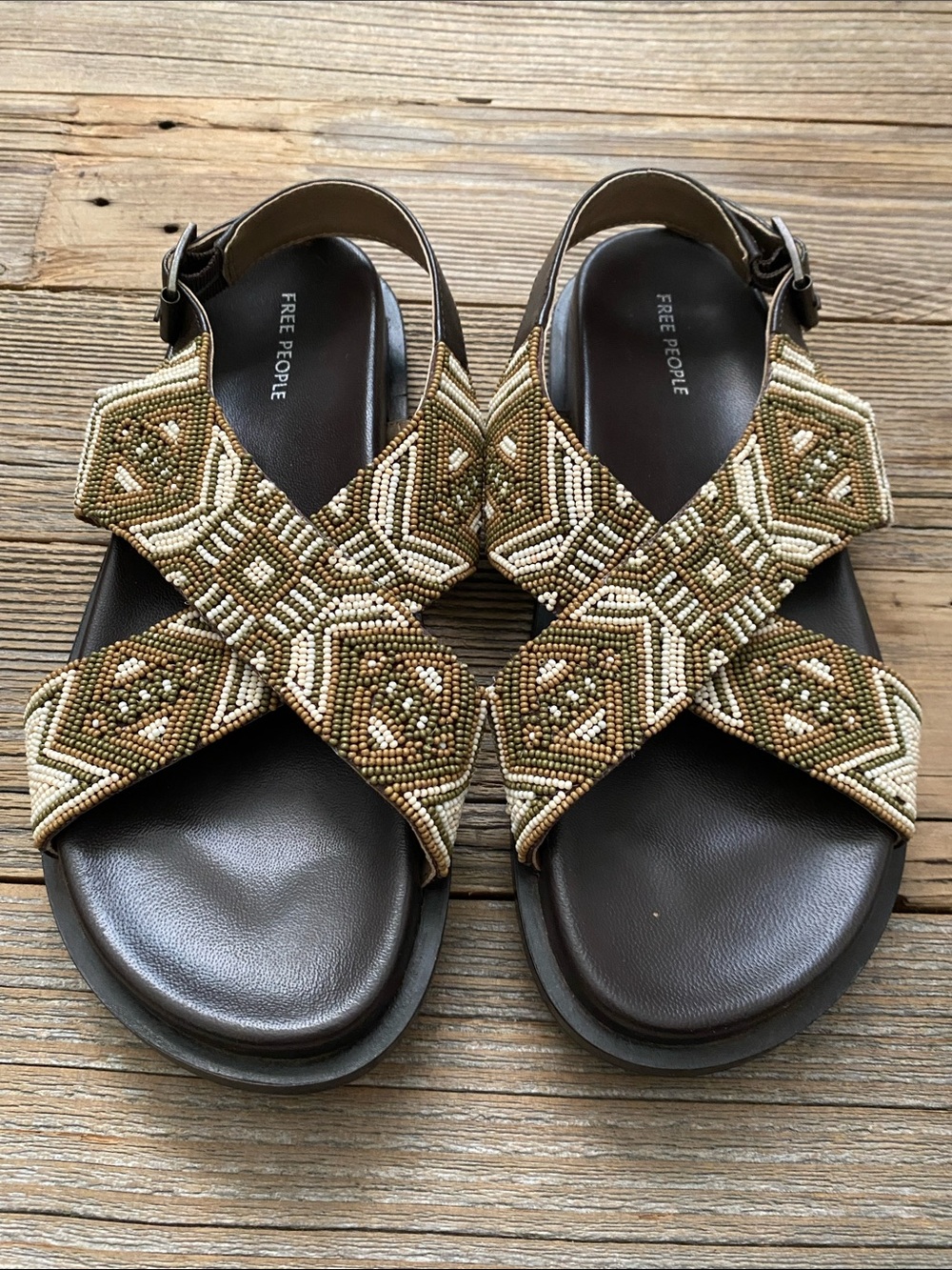 Free People Beaded Mali Sandals. Size 8.